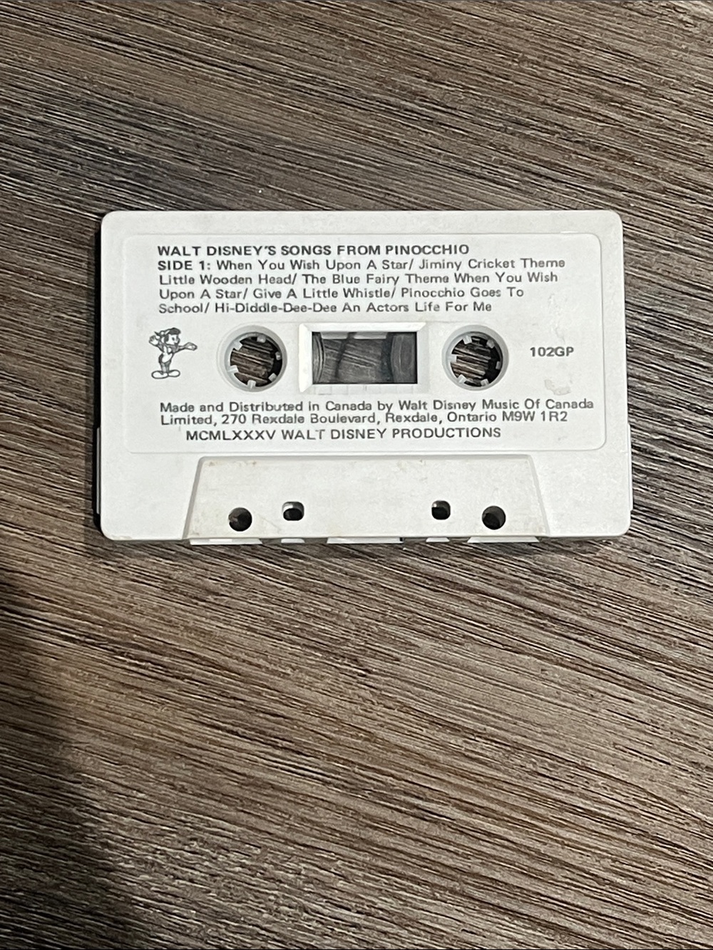 Vintage Walt Disney Records cassette Songs from Pinocchio